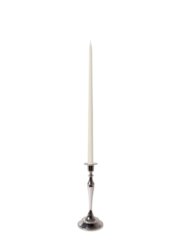 Ivory 45cm Taper Candles with Medium Antique Silver Juliette Candle Holders - Set of 6 Pack of 6