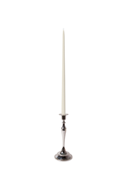 Ivory 45cm Taper Candles with Medium Antique Silver Juliette Candle Holders - Set of 6 Pack of 6