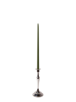 Olive 45cm Taper Candles with Medium Antique Silver Juliette Candle Holders - Set of 6