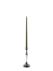 Olive 45cm Taper Candles with Medium Antique Silver Juliette Candle Holders - Set of 6 Pack of 6