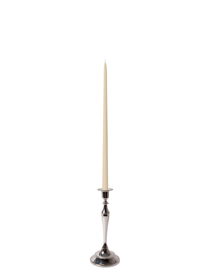 Sandstone 45cm Taper Candles with Medium Antique Silver Juliette Candle Holders - Set of 6 Pack of 6