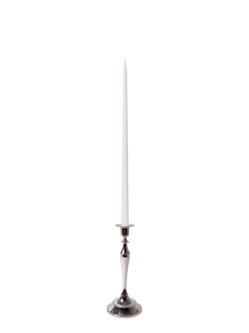 White 45cm Taper Candles with Medium Antique Silver Juliette Candle Holders - Set of 6 Pack of 6