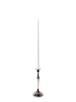 White 45cm Taper Candles with Medium Antique Silver Juliette Candle Holders - Set of 6