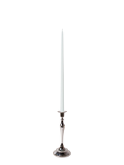 White 45cm Taper Candles with Medium Antique Silver Juliette Candle Holders - Set of 6 Pack of 6