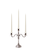 Ivory 35cm Taper Candles with Antique Silver Penelope 3-Arm Candelabra - Set of 4