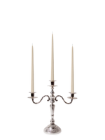 Sandstone 35cm Taper Candles with Antique Silver Penelope 3-Arm Candelabra - Set of 4
