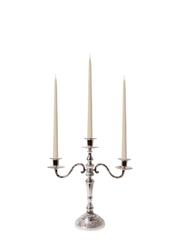 Sandstone 35cm Taper Candles with Antique Silver Penelope 3-Arm Candelabra - Set of 4