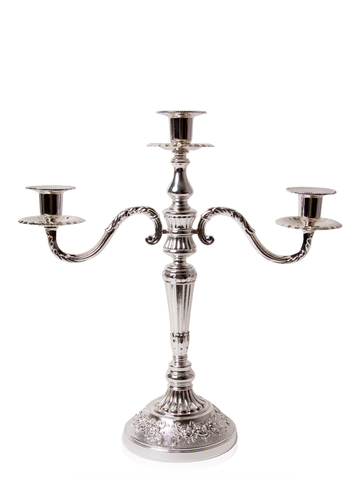 Penelope Antique Silver 3-Arm Candelabra
