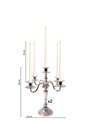 Ivory 31cm LED Taper Candles with Antique Silver Charlotte 5-Arm Candelabra - Set of 2