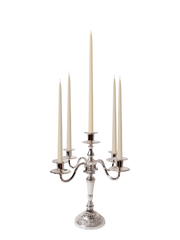 Sandstone 35cm & 45cm Taper Candles with Antique Silver Charlotte 5-Arm Candelabra - Set of 2 Pack of 10