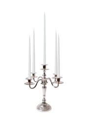 White 35cm & 45cm Taper Candles with Antique Silver Charlotte 5-Arm Candelabra - Set of 2 Pack of 10