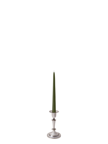 Olive 25cm Taper Candles with Medium Antique Silver Eloise Candle Holders and Sleeves - Set of 12 Pack of 12