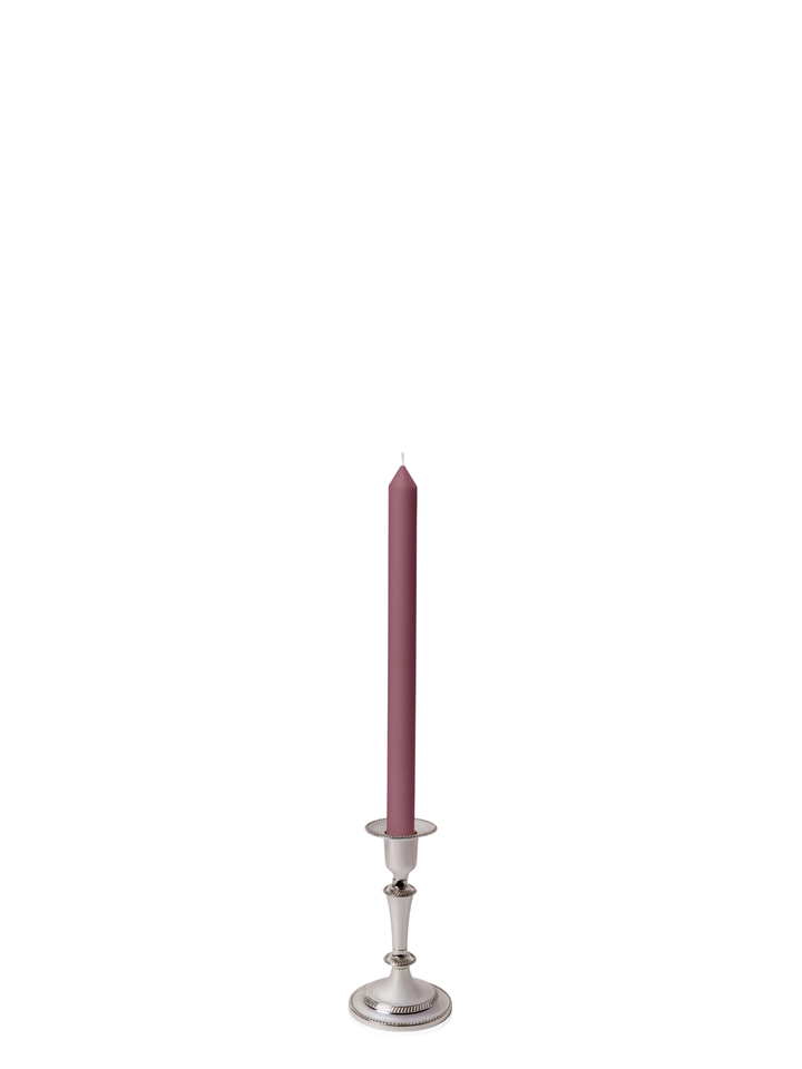 Burgundy 30cm Dinner Candles with Medium Antique Silver Eloise Candle Holders and Sleeves - Set of 12 Pack of 12