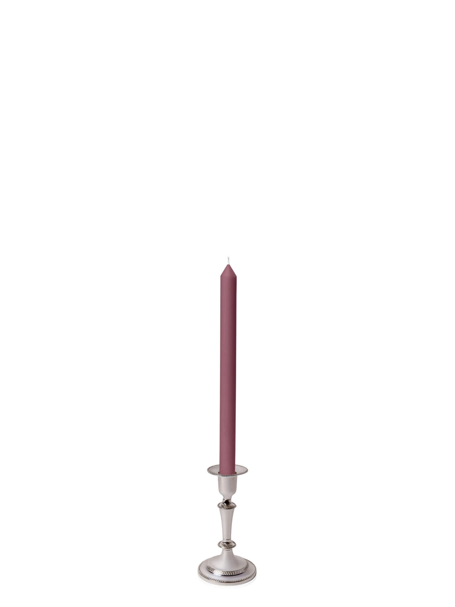 Burgundy 30cm Dinner Candles with Medium Antique Silver Eloise Candle Holders - Set of 12 Pack of 12