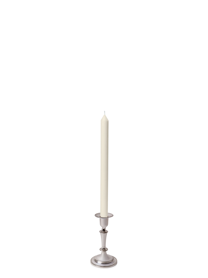 Ivory 30cm Dinner Candles with Medium Antique Silver Eloise Candle Holders - Set of 12 Pack of 12