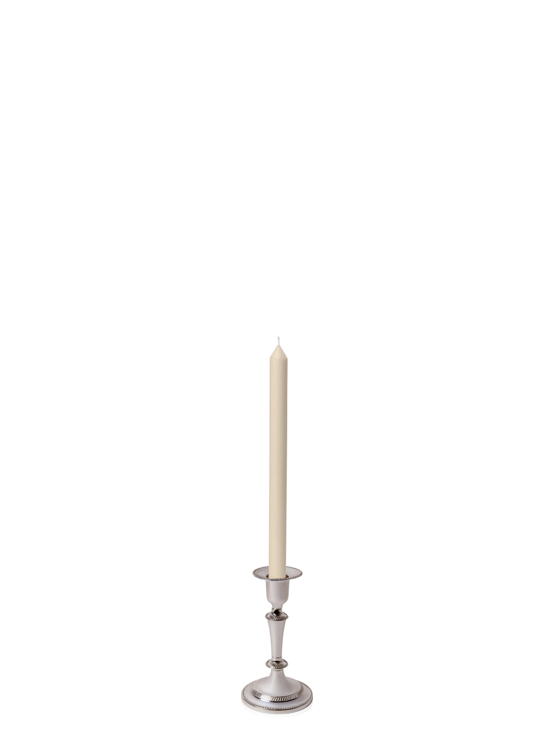 Sandstone 30cm Dinner Candles with Medium Antique Silver Eloise Candle Holders - Set of 12 Pack of 12
