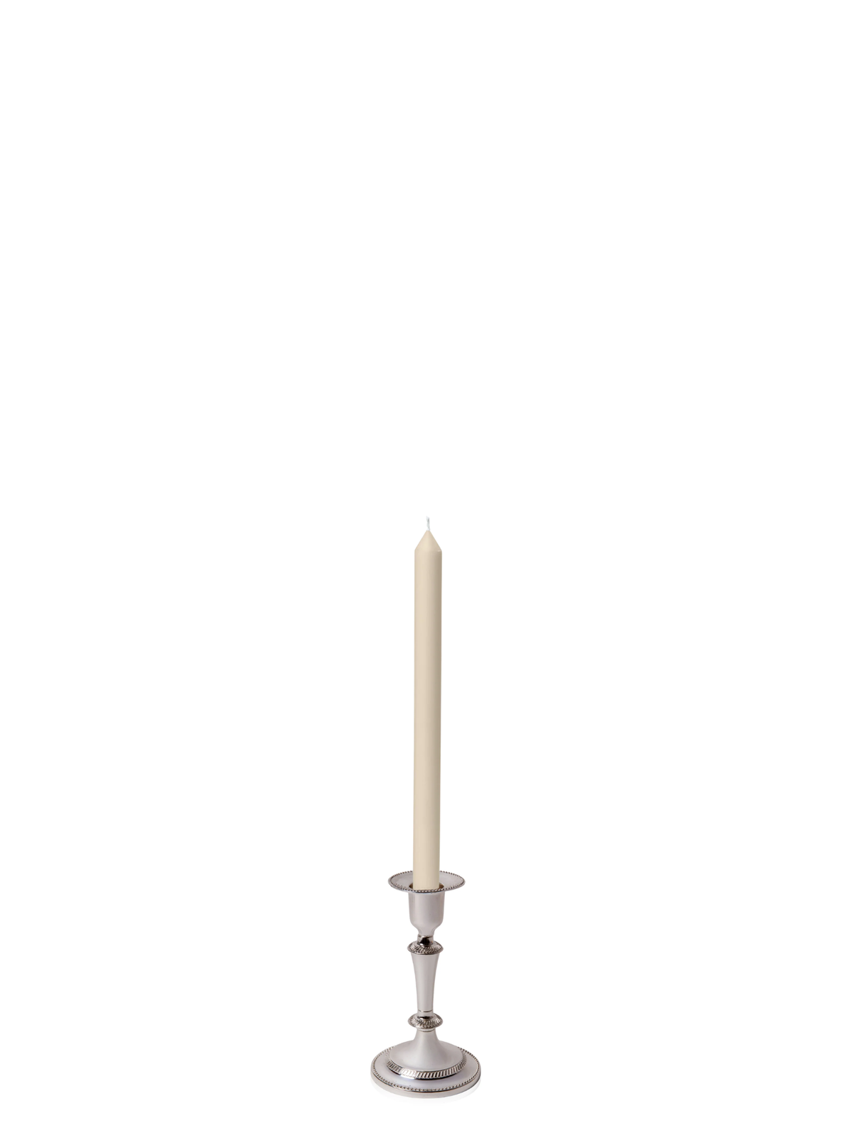 Sandstone 30cm Dinner Candles with Medium Antique Silver Eloise Candle Holders - Set of 12 Pack of 12