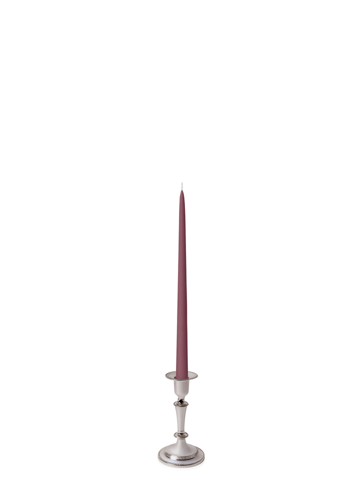 Burgundy 35cm Taper Candles with Medium Antique Silver Eloise Candle Holders - Set of 12 Pack of 12