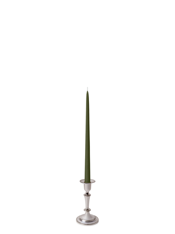 Olive 35cm Taper Candles with Medium Antique Silver Eloise Candle Holders - Set of 12 Pack of 12