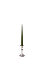 Olive 35cm Taper Candles with Medium Antique Silver Eloise Candle Holders - Set of 12