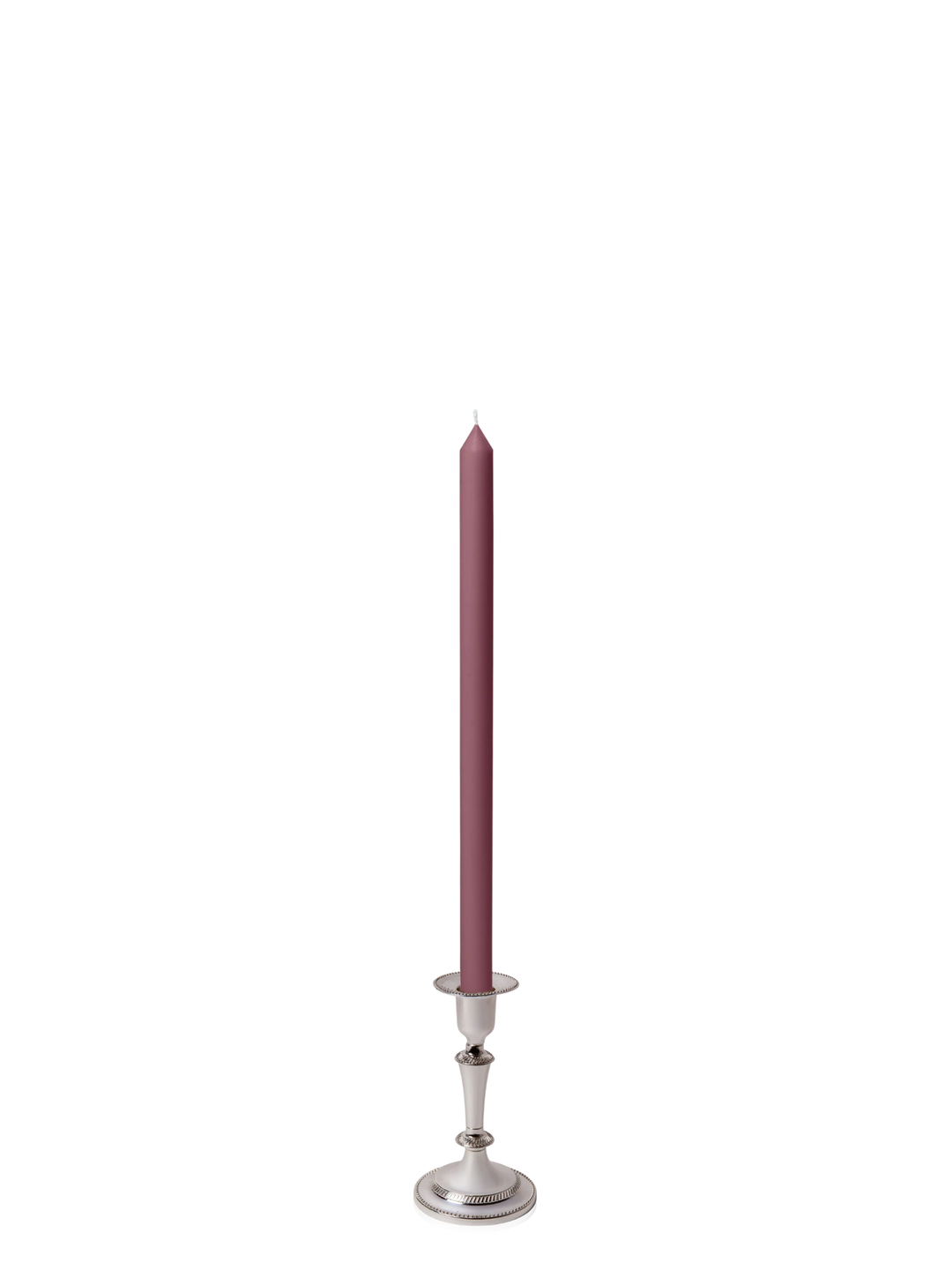 Burgundy 40cm Dinner Candles with Medium Antique Silver Eloise Candle Holders - Set of 12 Pack of 12