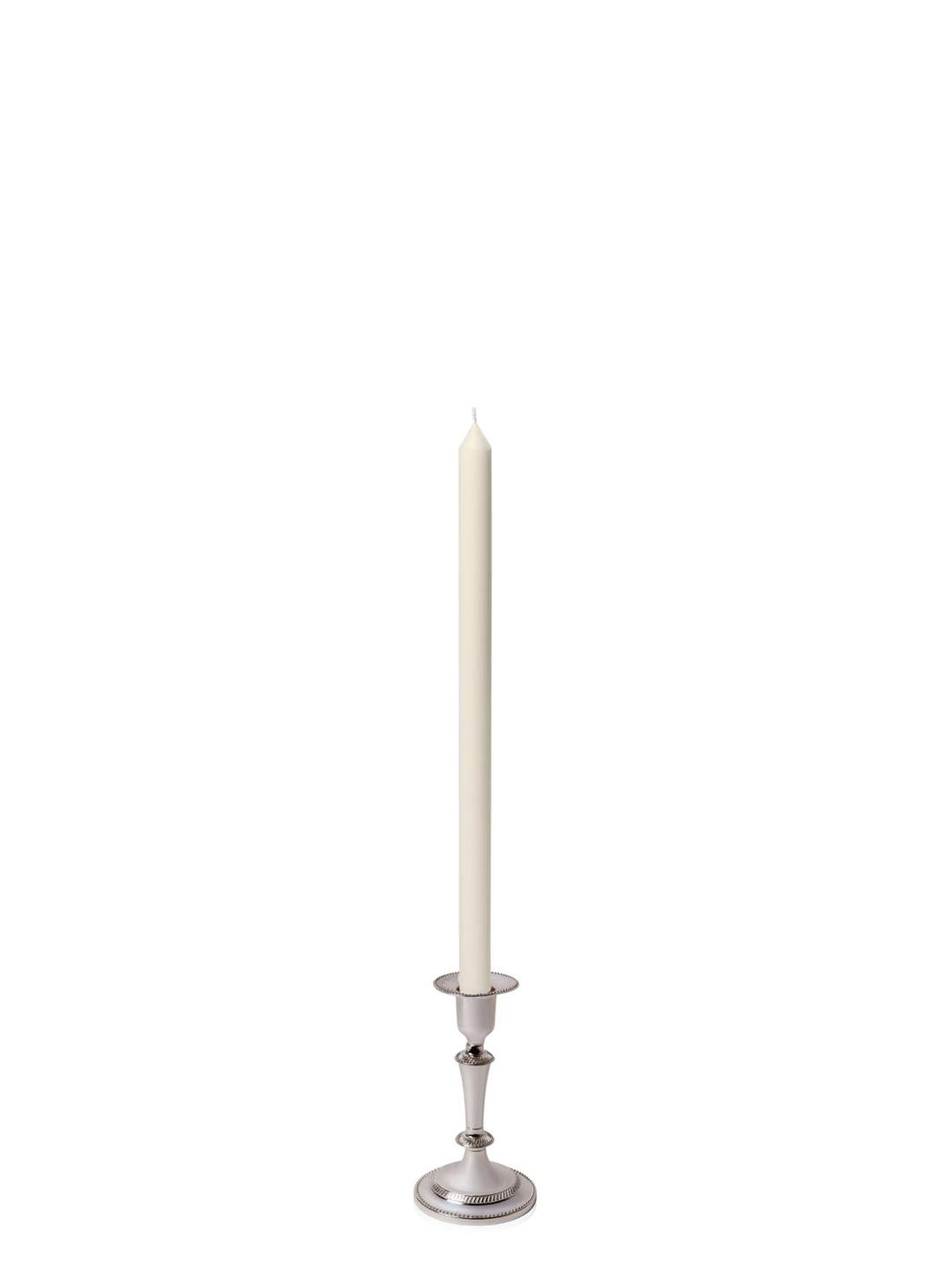 Ivory 40cm Dinner Candles with Medium Antique Silver Eloise Candle Holders - Set of 12 Pack of 12