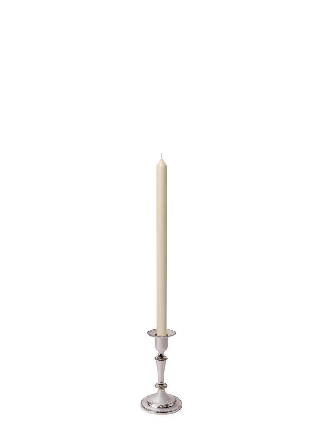 Sandstone 40cm Dinner Candles with Medium Antique Silver Eloise Candle Holders - Set of 12 Pack of 12