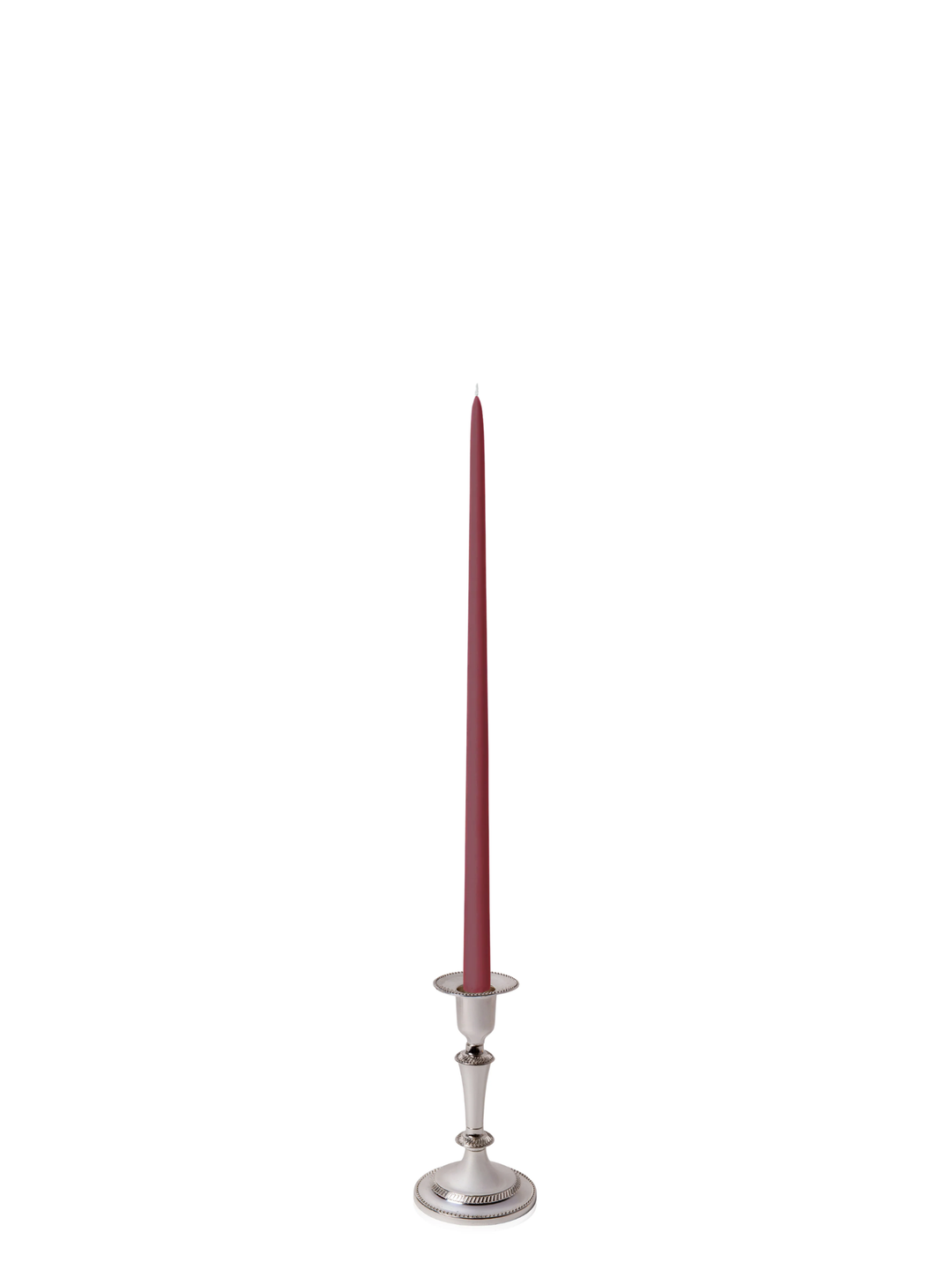 Burgundy 45cm Taper Candles with Medium Antique Silver Eloise Candle Holders - Set of 6 Pack of 6