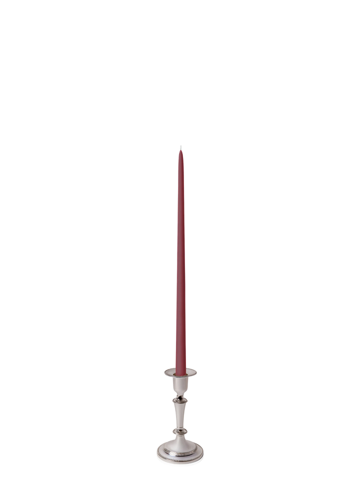 Burgundy 45cm Taper Candles with Medium Antique Silver Eloise Candle Holders - Set of 6 Pack of 6