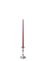 Burgundy 45cm Taper Candles with Medium Antique Silver Eloise Candle Holders - Set of 6