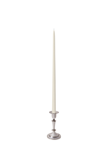 Ivory 45cm Taper Candles with Medium Antique Silver Eloise Candle Holders - Set of 6 Pack of 6