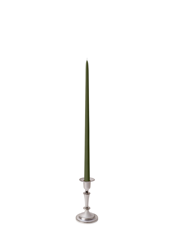 Olive 45cm Taper Candles with Medium Antique Silver Eloise Candle Holders - Set of 6 Pack of 6