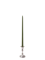 Olive 45cm Taper Candles with Medium Antique Silver Eloise Candle Holders - Set of 6