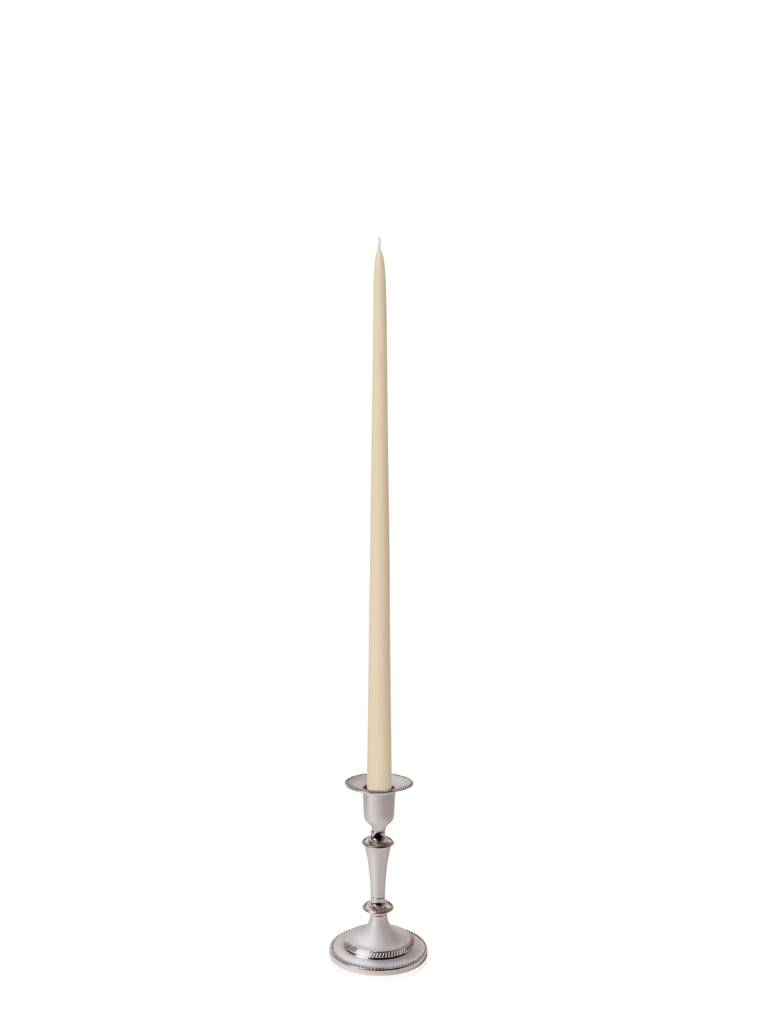 Sandstone 45cm Taper Candles with Medium Antique Silver Eloise Candle Holders - Set of 6 Pack of 6
