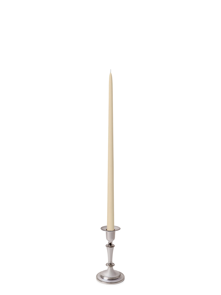 Sandstone 45cm Taper Candles with Medium Antique Silver Eloise Candle Holders - Set of 6 Pack of 6