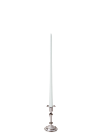 White 45cm Taper Candles with Medium Antique Silver Eloise Candle Holders - Set of 6 Pack of 6