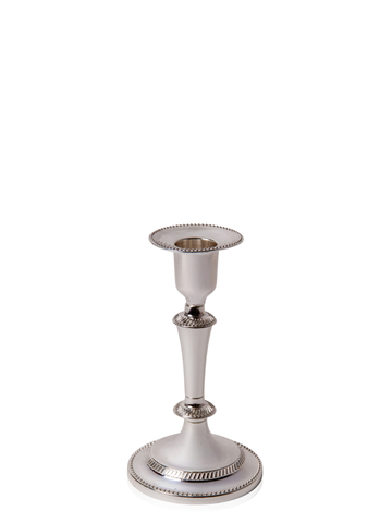 White 30cm Dinner Candles with Medium Antique Silver Eloise Candle Holders and Sleeves - Set of 12