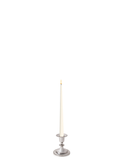 Ivory 31cm LED Taper Candles with Small Antique Silver Eloise Candle Holders - Set of 6