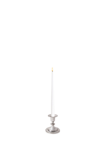White 31cm LED Taper Candles with Small Antique Silver Eloise Candle Holders - Set of 6