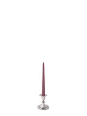 Burgundy 25cm Taper Candles with Small Antique Silver Eloise Candle Holders - Set of 12 Pack of 12