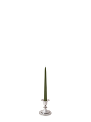 Olive 25cm Taper Candles with Small Antique Silver Eloise Candle Holders - Set of 12 Pack of 12
