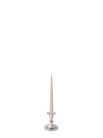 Sandstone 25cm Taper Candles with Small Antique Silver Eloise Candle Holders - Set of 12