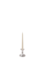Sandstone 25cm Taper Candles with Small Antique Silver Eloise Candle Holders - Set of 12 Pack of 12
