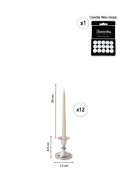 Sandstone 25cm Taper Candles with Small Antique Silver Eloise Candle Holders - Set of 12 Pack of 12