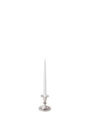 White 25cm Taper Candles with Small Antique Silver Eloise Candle Holders - Set of 12 Pack of 12