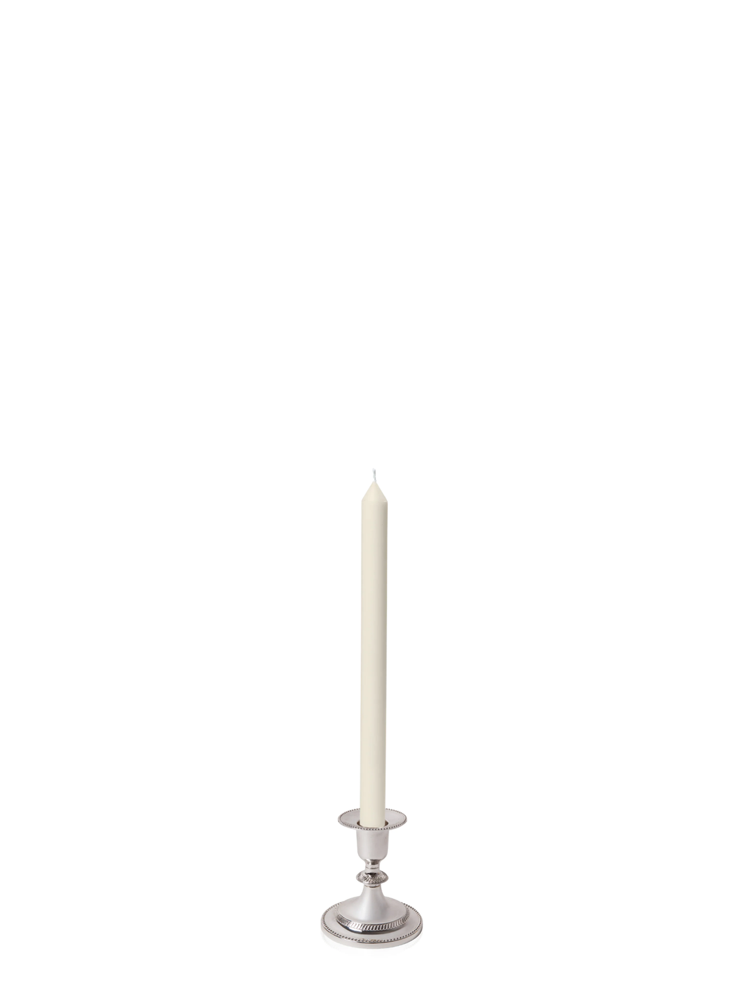 Ivory 30cm Dinner Candles with Small Antique Silver Eloise Candle Holders and Sleeves - Set of 12 Pack of 12