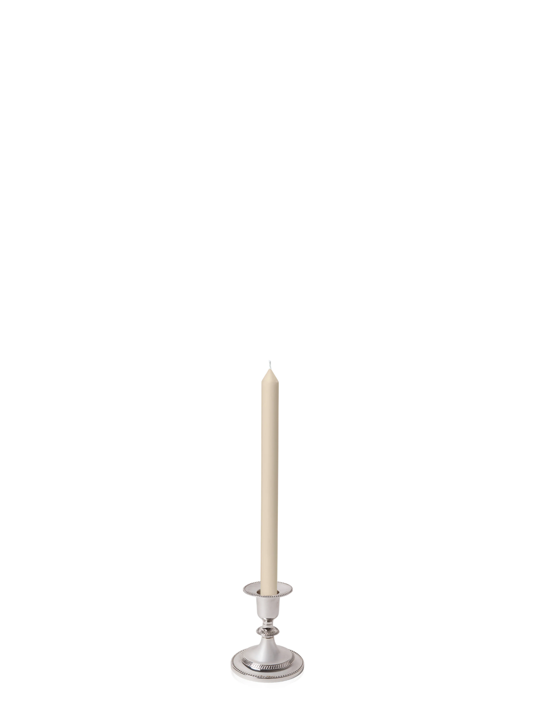 Sandstone 30cm Dinner Candles with Small Antique Silver Eloise Candle Holders and Sleeves - Set of 12 Pack of 12