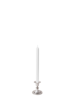 White 30cm Dinner Candles with Small Antique Silver Eloise Candle Holders - Set of 12