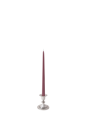 Burgundy 35cm Taper Candles with Small Antique Silver Eloise Candle Holders - Set of 12 Pack of 12