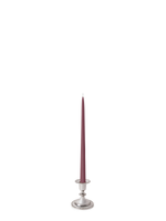 Burgundy 35cm Taper Candles with Small Antique Silver Eloise Candle Holders - Set of 12